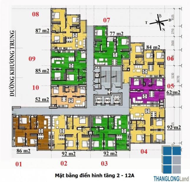 Bán căn hộ chung cư 283 Khương Trung, căn 02-92m2 tòa B, đúng bằng giá gốc 24tr/m2
