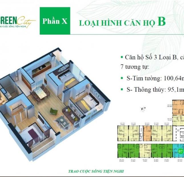 {0969.142.990} Bán gấp căn 07 DT=94.87m2, 3PN tòa CT4 CC Eco Green Nguyễn Xiển, BC ĐN, 24.5tr/m2