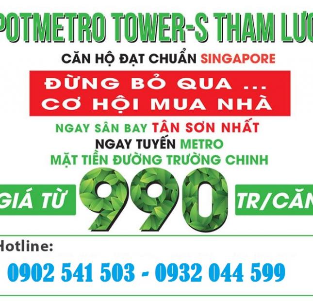 Căn hộ liền kề sân golf và sân bay Tân Sơn Nhất, giá chỉ 990tr/căn, LH: 0932044599