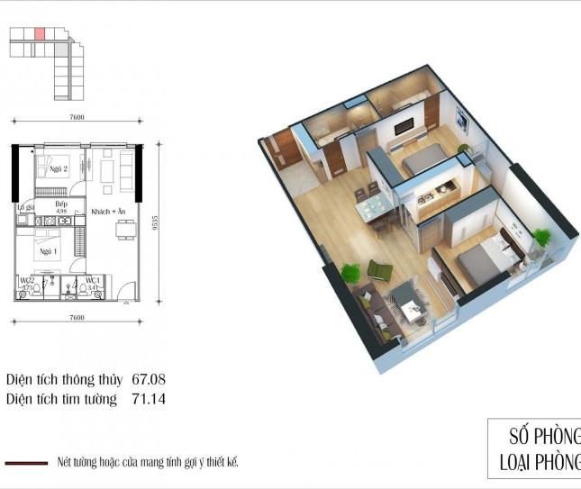 Bán căn hộ chung cư tại dự án Eco Green City, Thanh Trì, Hà Nội, diện tích 60m2, giá 1.67 tỷ