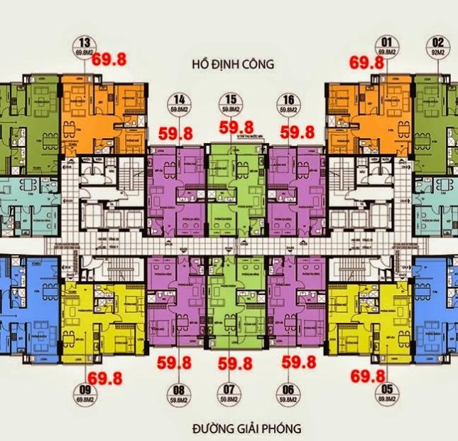 Bán cắt lỗ chung cư CT36 Định Công, căn 1211, DT: 59,8m2, giá 22 tr/m2, 0932323326