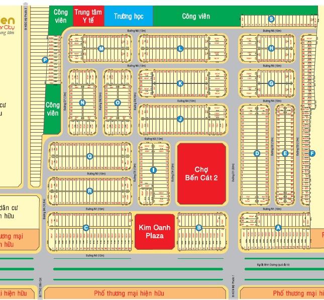 Bán lô A,B,C mặt tiền QL13 dự án Golden center city, Bến Cát, Bình Dương, sổ đỏ chính chủ, 150m2 chỉ 13.5tr/m2