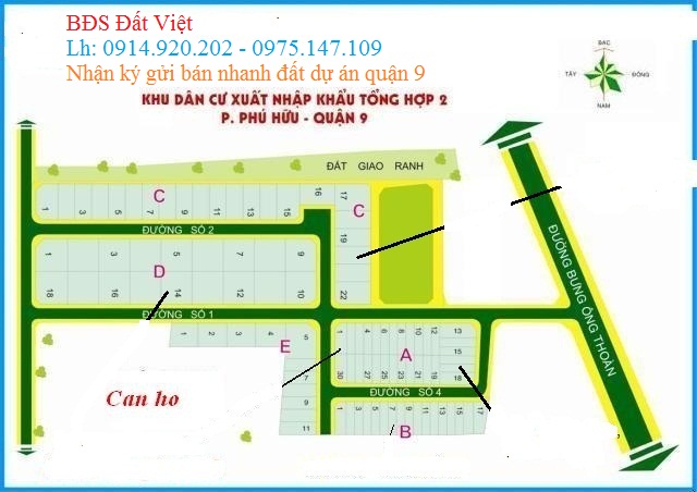 Bán đất Q9 dự án Xuất Nhập Khẩu (Tổng Hợp II), Phú Hữu, quận 9 – 324m2, sổ đỏ chính chủ
