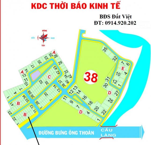 Bán đất thổ cư mặt tiền Bưng Ông Thoàn quận 9, giá 94 tr/m2, lô B, dự án Thời Báo Kinh Tế, Q9