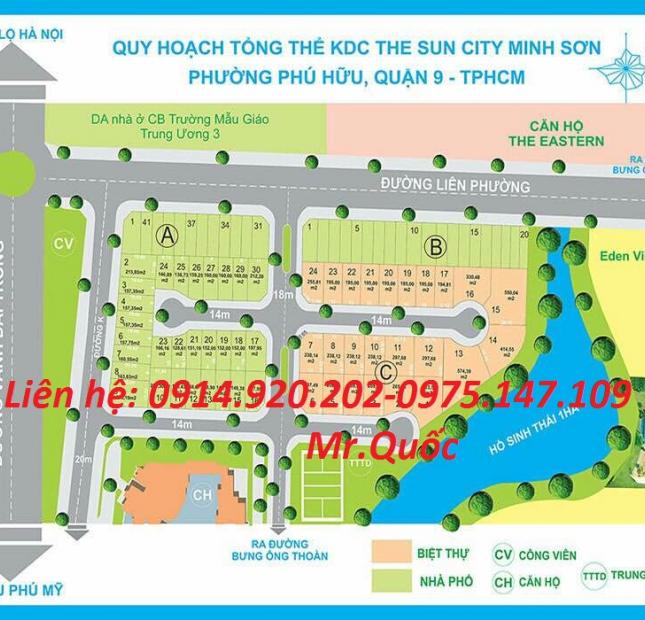 Bán đất nền dự án Minh Sơn-Phú Hữu Q9, lô C, DT 240m2, giá 53 tr/m2