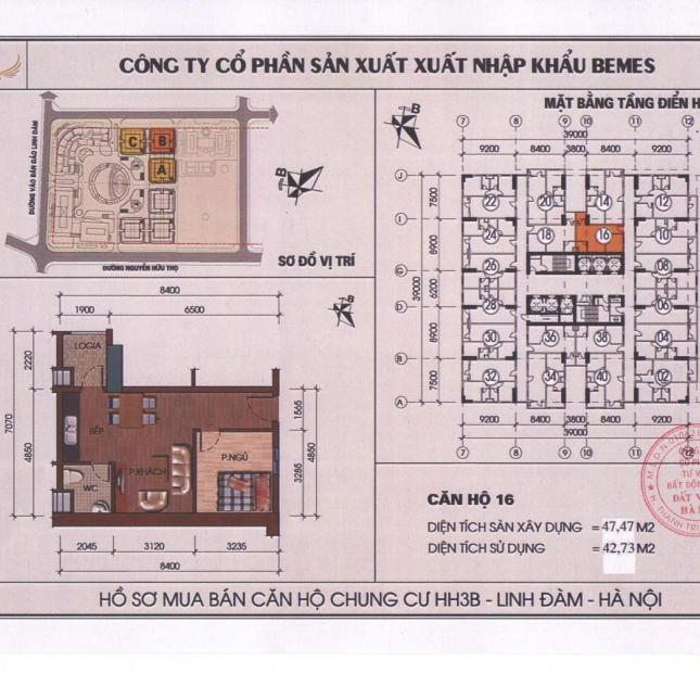 Căn hộ tầng 40, HH3B - DT 47m, chỉ với 780tr bao sang tên