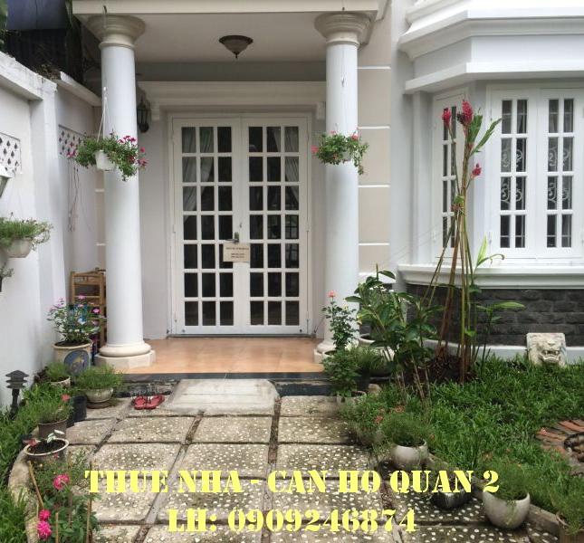 Cho thuê biệt thự hẻm 215 Nguyễn Văn Hưởng, Q2, sân vườn, giá 38tr/tháng