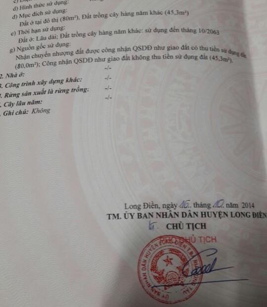 Bán đất 5x21m đường Bùi Công Minh, thị trấn Long Điền, giá 250 triệu