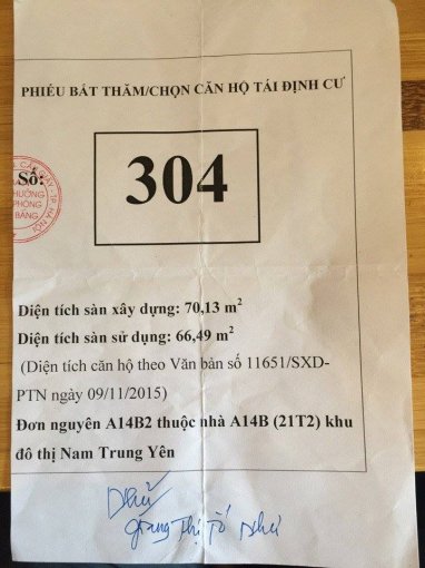 Hiện tại tôi đang có một số CH tòa A14A1, A14A2, A14B1, A14B2 thuộc khu A14 Nam Trung Yên