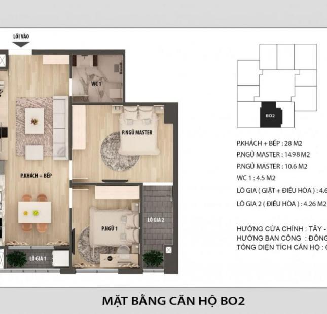 Cần bán căn 2 ngủ, 66.9m2 chung cư Hong Kong Tower, view đẹp, giá chủ đầu tư - 0989704285