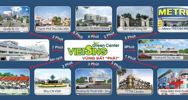 Bán đất tại dự án khu đô thị Việt - Sing The Oasis, Thuận An, Bình Dương diện tích 100m2 giá 1.8 tỷ
