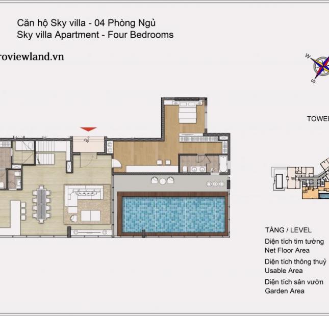 Bán căn hộ Sky Villa 5PN, DT 347m2, dự án Đảo Kim Cương, Quận 2