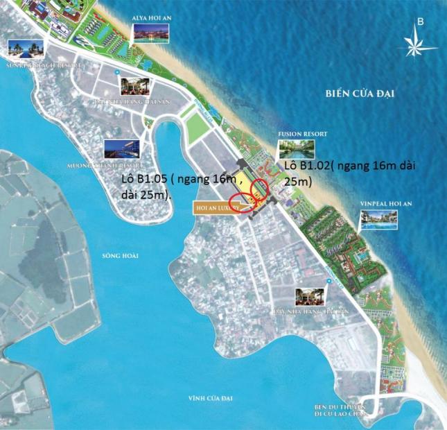 Đất biển Cửa Đại Hội An, DT 400m2 (16m*25m), gần resort Mường Thanh