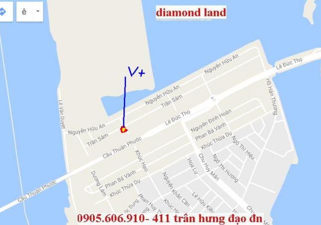 Bán đất 2 MT đường Trần Sâm và Khúc Hạo, Đà Nẵng B1, DT 460m2, cách căn hộ dát vàng 50m