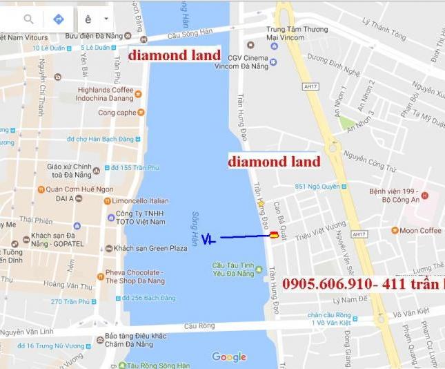 Bán 250m2 đất vàng đường Trần Hưng Đạo, Đà Nẵng đối diện con tàu DHC, cầu tình yêu
