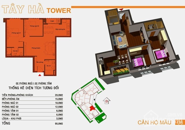 Chính chủ bán căn hộ Tây Hà, 90m2, giá 29tr/m2 (đầy đủ đồ), LH: 0986.133.533