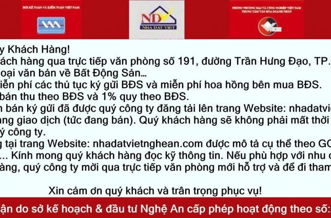 Sàn bất động Sản Nhà Đất Việt - số 191 - Trần Hưng Đạo - Vinh cần bán,...