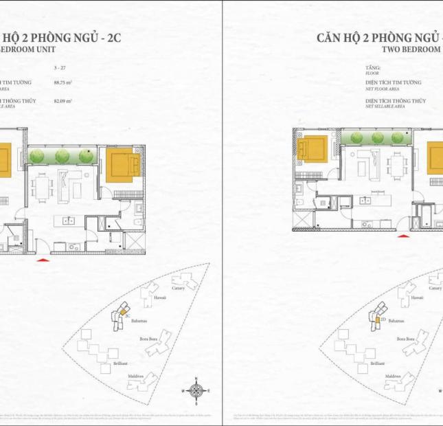 Bán căn hộ Đảo Kim Cương, Quận 2, tháp Bahamas, căn 2 phòng ngủ, 90 m2, full nội thất, 4,5 tỷ