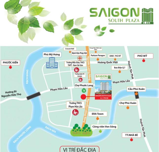 Căn hộ Saigon South Plaza Q. 7, giá chỉ 1,2 tỷ/căn 2 PN DT: 52m2, LH: 0917924107
