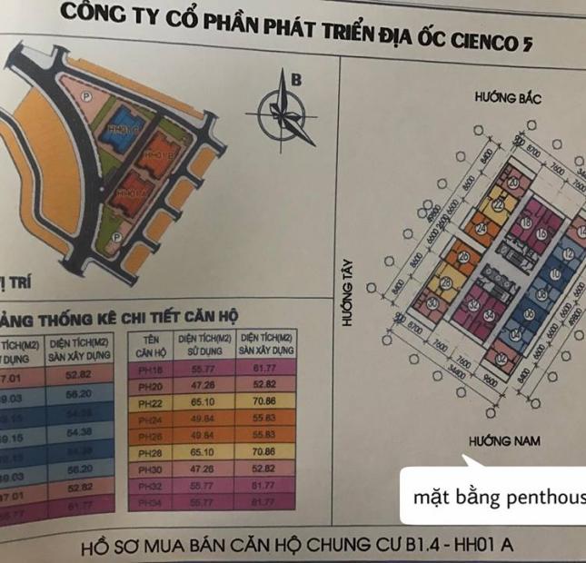 Cần bán căn penthouse view hồ chung cư Thanh Hà Mường Thanh, giá 9.5tr/m2
