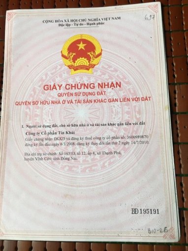Cần bán gấp lô đất Thạnh Phú, Biên Hòa