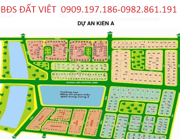 Bán đất, dự án Kiến Á, quận 9 lô TA, mặt tiền liên phường giá 50tr/m2 lh(0909.197.186)