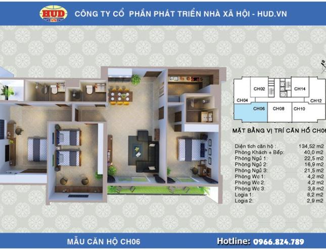Bán căn hộ thuộc chung cư CT2A1 Tây Nam Linh Đàm. Gía: 21.5tr/m2