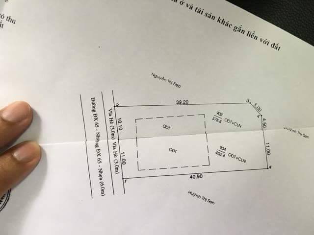 Bán đất kinh doanh buôn bán, đầu tư, mở quán ăn, mặt tiền DX65 nhựa 8m phường Định Hòa