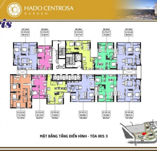 Cơ hội vàng sở hữu tòa tháp Iris 3 - Vị trí đẹp của dự án căn hộ Hà Đô Centrosa. 0901 448 977