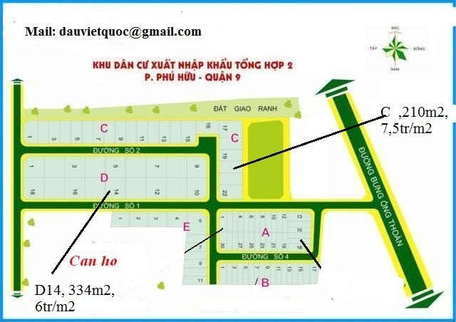 Bán đất nền dự án Xuất Nhập Khẩu, đường Bưng Ông Thoàn, P. Phú Hữu, Q9 (TP Thủ Đức)