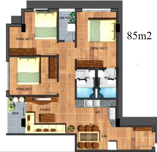 Bán gấp CC Sài Gòn Town căn góc 85m2 + nội thất