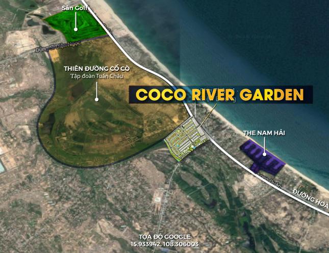 2 lô liền kề đất dự án CoCo River Garden, hướng Đông Nam, gần ngã tư, gần sông, ra biển 5 phút