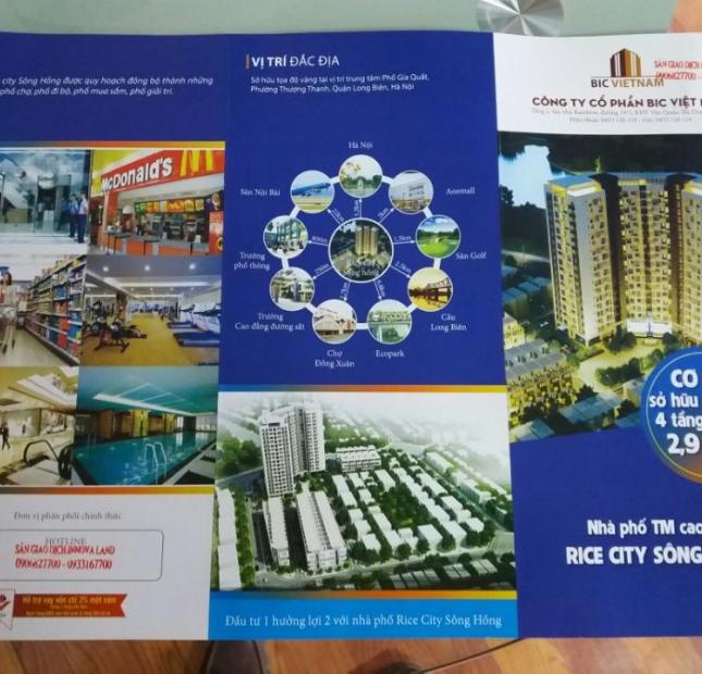 Mở bán nhà phố dự án Rice City Sông Hồng, Gia Quất, Long Biên giá chỉ 2,76 tỷ. LH 0975607865
