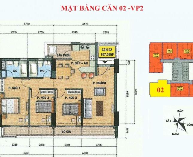 Bán gấp căn hộ 3 phòng ngủ chung cư VP2 bán đảo Tây Nam Linh Đàm, liên hệ: 0936 872597