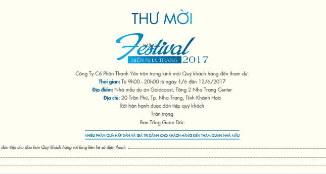 CĐT Thanh Yến ưu đãi khủng nhân dịp Festival biển Nha Trang 2017