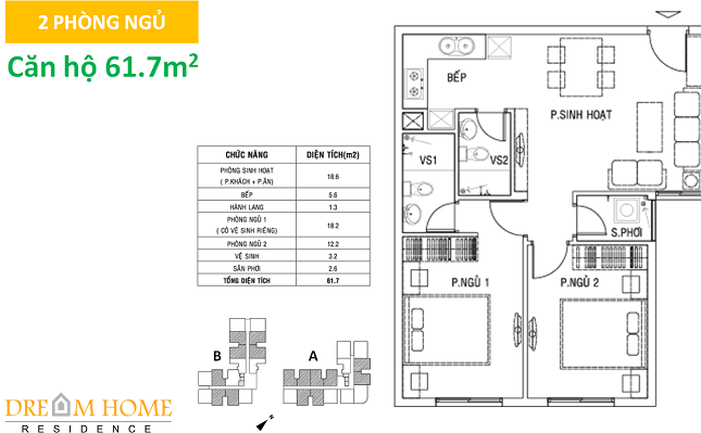 Bán căn hộ Dream Home 2 2PN/2WC góp 7-9tr/th, nhận nhà trong năm