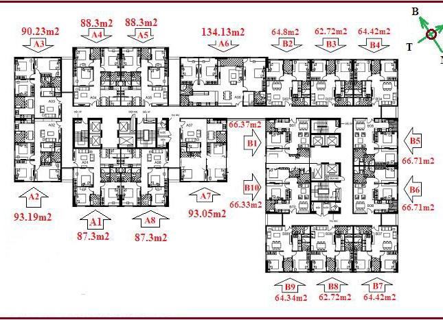 Nhượng gấp, căn chung cư 122 Vĩnh Tuy, 2PN, diện tích 64.42m2