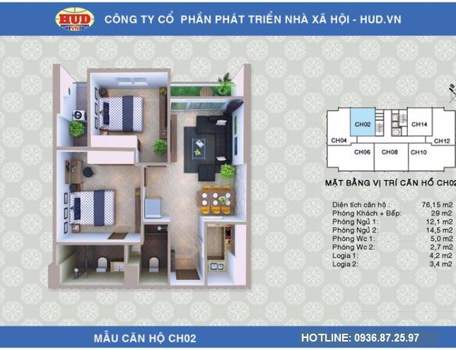 Bán căn hộ chung cư A1CT2 Linh Đàm, ký hợp đồng trực tiếp chủ đầu tư HUD, nhận nhà ở ngay.