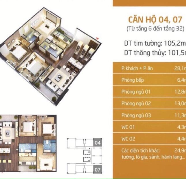 Bán căn 07 tòa Lạc Hồng I N01T5 khu Ngoại Giao Đoàn, Xuân Đỉnh, Bắc Từ Liêm. DT 101.5m2, 33tr/m2