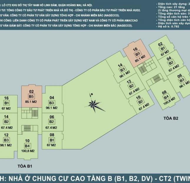 Bán suất ngoại giao sàn thương mại chung cư B1 B2 CT2 Tây Nam Linh Đàm 