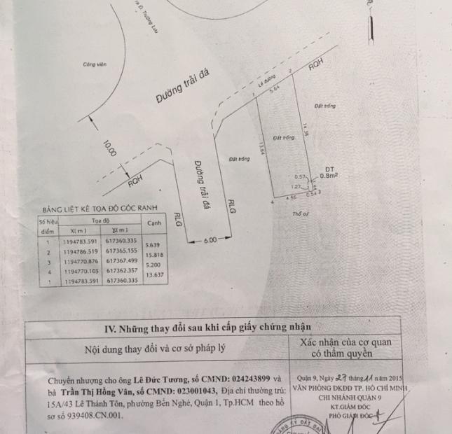 Đất Trường Lưu, Sau chợ Long Trường, Q9, DT 5,64x14,38m = 76,6m2, giá 1,75 tỷ