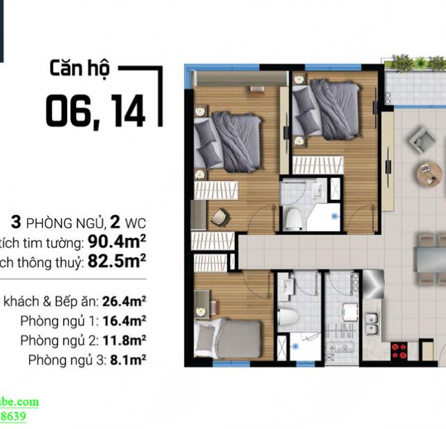 Bán căn hộ 2 phòng ngủ tầng 14 đường hoàng quốc việt quân 7 giá 1ty7