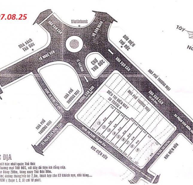 Bán đất thổ cư, đường Dương Văn Cam, sát chợ Thủ Đức, giá 26.3tr/m2, ngay trung tâm quận Thủ Đức