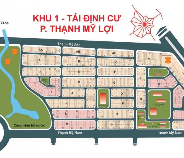 Đất nền xây nhà phố khu I Thạnh Mỹ Lợi. Lô O, dt 5x20m, ngay gần chợ, giá 48tr/m2, 0886511621