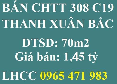 Bán CHTT 308 C19 Thanh Xuân Bắc, 1,45 tỷ, 0965471983