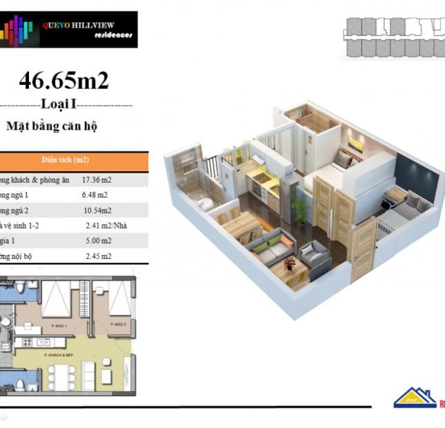Bán nhà ở xã hội Quế Võ, Bắc Ninh, 2 phòng ngủ  diện tích 46.65m2 giá chỉ có 440 Triệu, và còn nhiều khuyến mại hấp dẫn khi mua căn hộ của dự án
