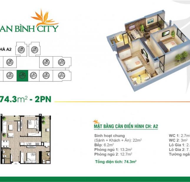 Cần bán gấp căn 74m2 A7-2506 dự án An Bình City