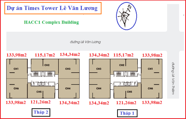 Chủ nhà bán căn hộ CH2 tòa T2 Times Tower ( HACC1 – Complex Building) 107.3 m2, 3PN, 2WC, giá 32 tr/m2