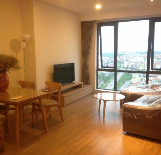 Cho thuê CHCC tại Mipec Long Biên với 2 phòng ngủ, full đồ, giá 13,5 triệu/tháng. View Sông Hồng. 