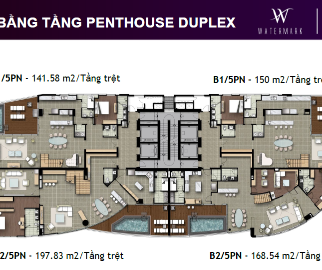 Penthouse - Duplex A1801 đẳng cấp 5* Watermark Tây Hồ chiết khấu 30% liên hệ 0945351094